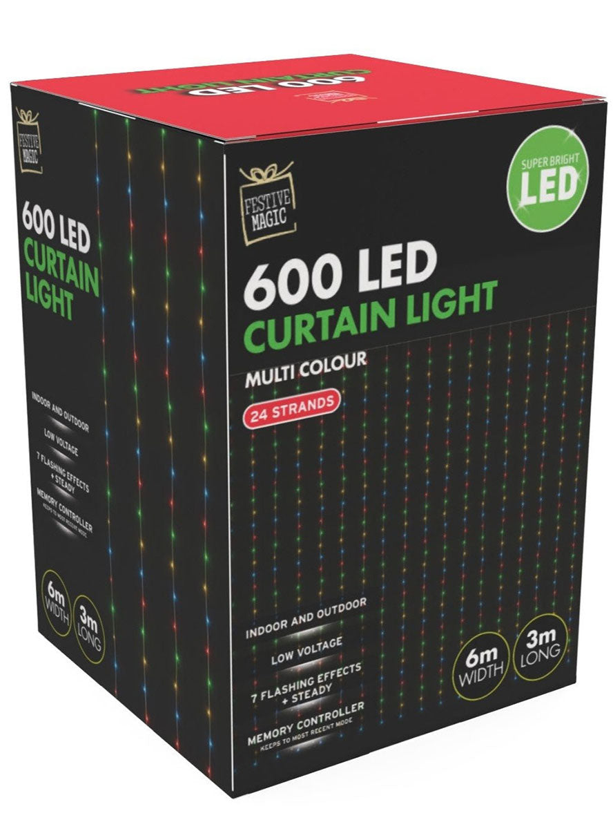 Multicolour 6m x 3m Curtain Christmas Lights Decoration - Alternate Image