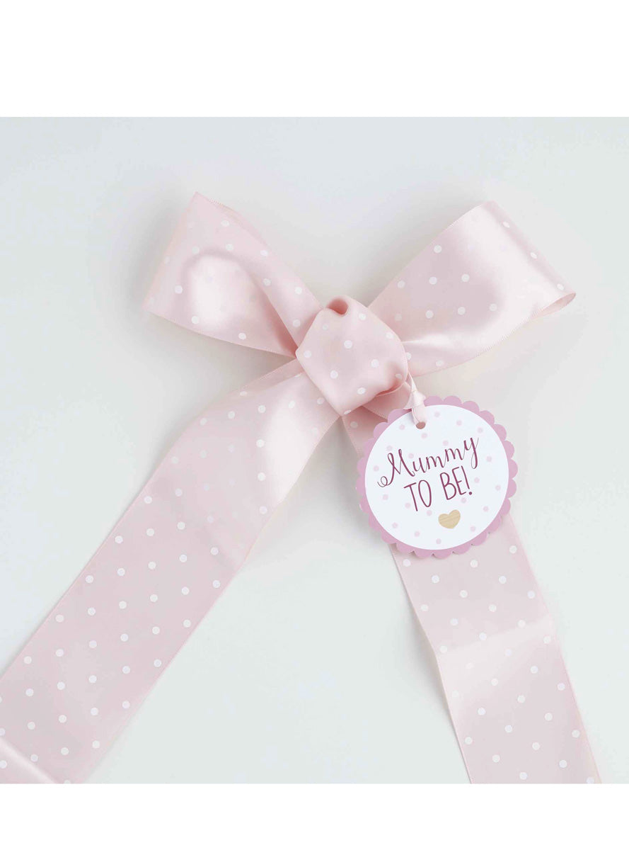 Mummy to Be Pink Baby Shower Ribbon Sash - Lifestyle Image 2