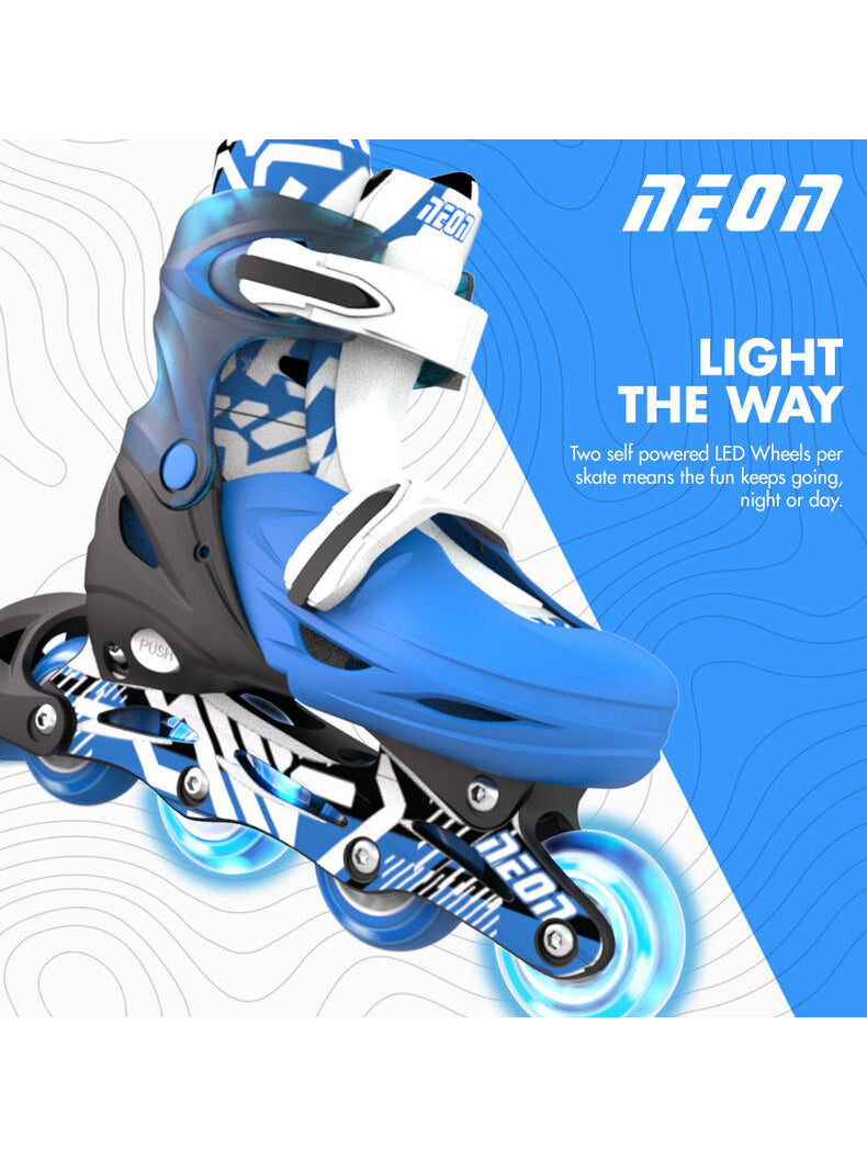 Neon Blue Combo Skates For Children - Info Image 2