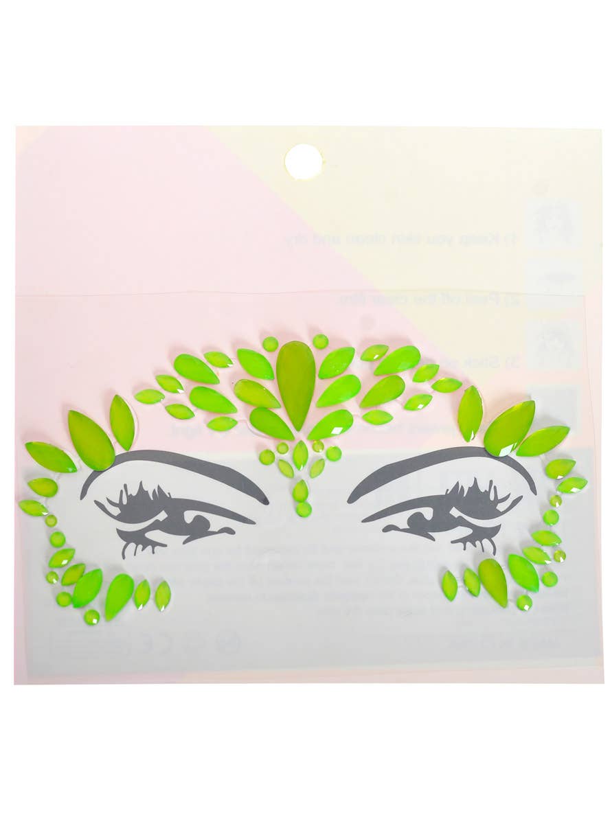 Image of UV Reactive Neon Green Stick-On Festival Face Jewels - Main Image