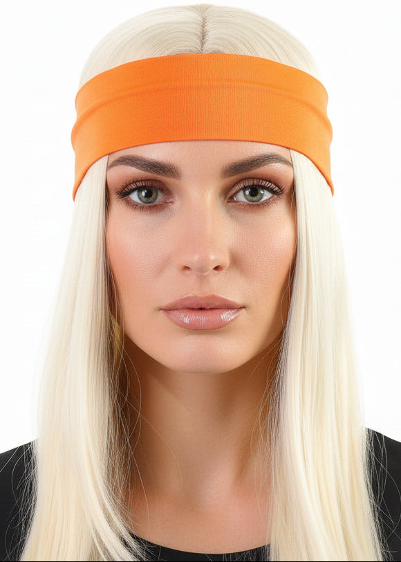 Image of Neon Orange 1980s Sweatband Costume Accessory
