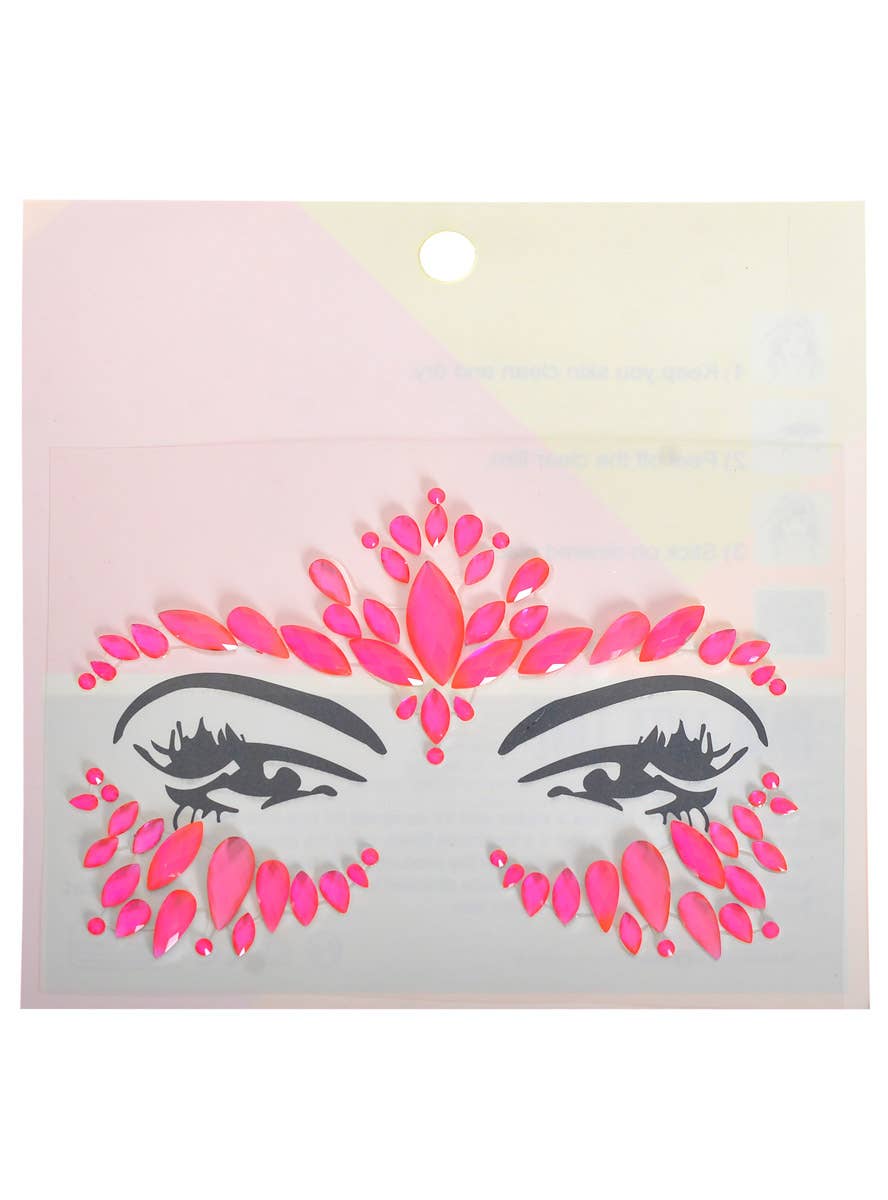 Image of Neon Pink UV Reactive Stick-on Festival Face Jewels - Main Image