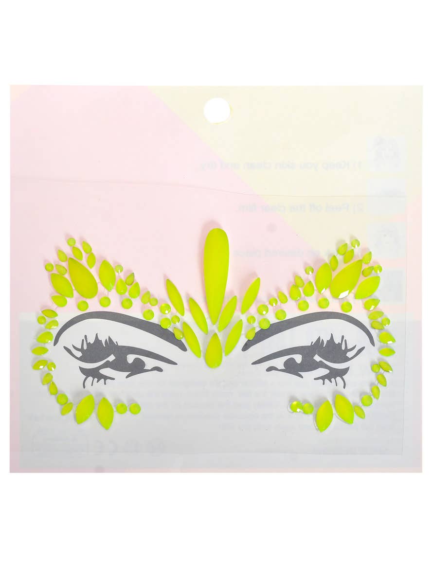 Image of Neon Yellow UV Reactive Stick-on Festival Face Jewels - Main Image