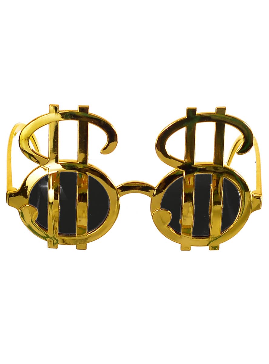 Image of Novelty Gold Frame Dollar Sign Costume Glasses