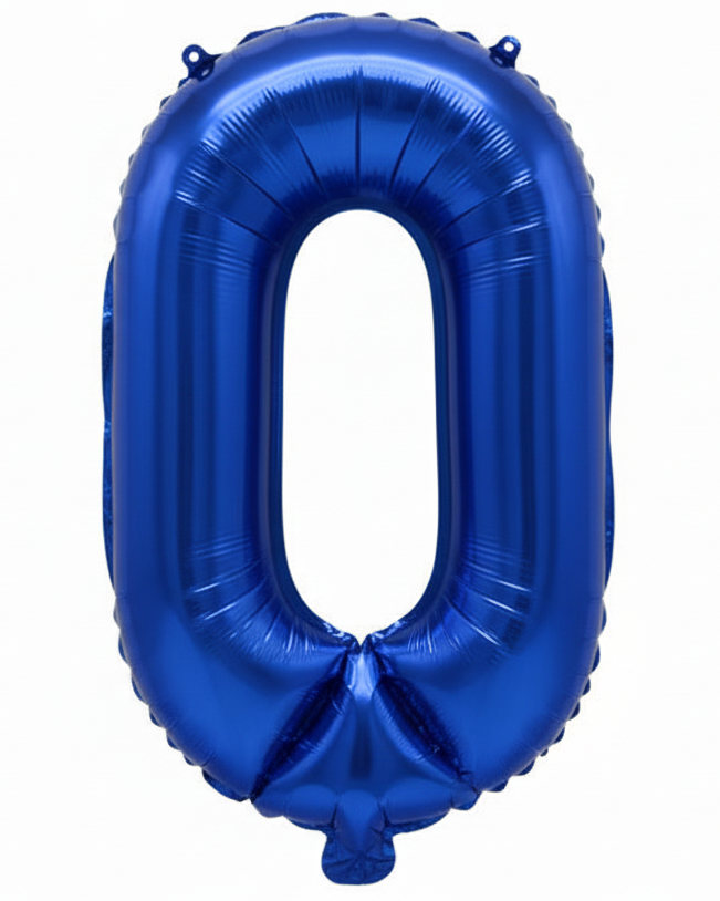 Blue Foil Number 0 35cm Balloon