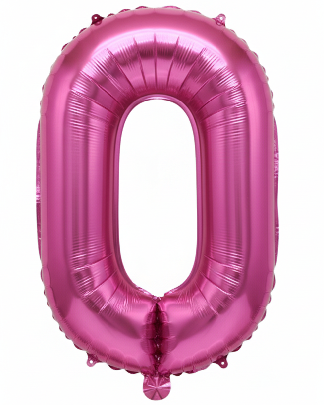 Pink Foil Number 0 35cm Balloon