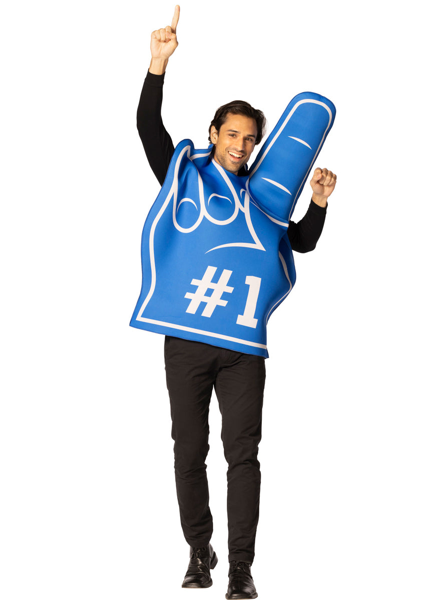 Number 1 Blue Foam Finger Novelty Adults Costume - Alternative Image