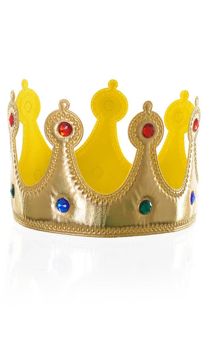 Gold Fabric Jeweled Costume Crown Accessory Main Image