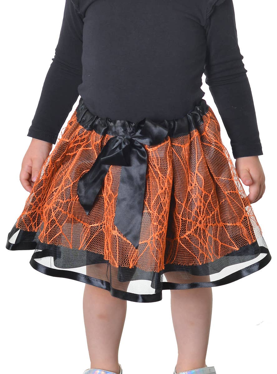 Toddler Orange and Black Layered Tutu Petticoat Skirt - Close Up Image