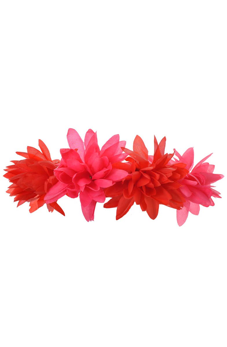 Hippie Pink and Red Flower Garland Crown Headband Costume Accessory Main Image