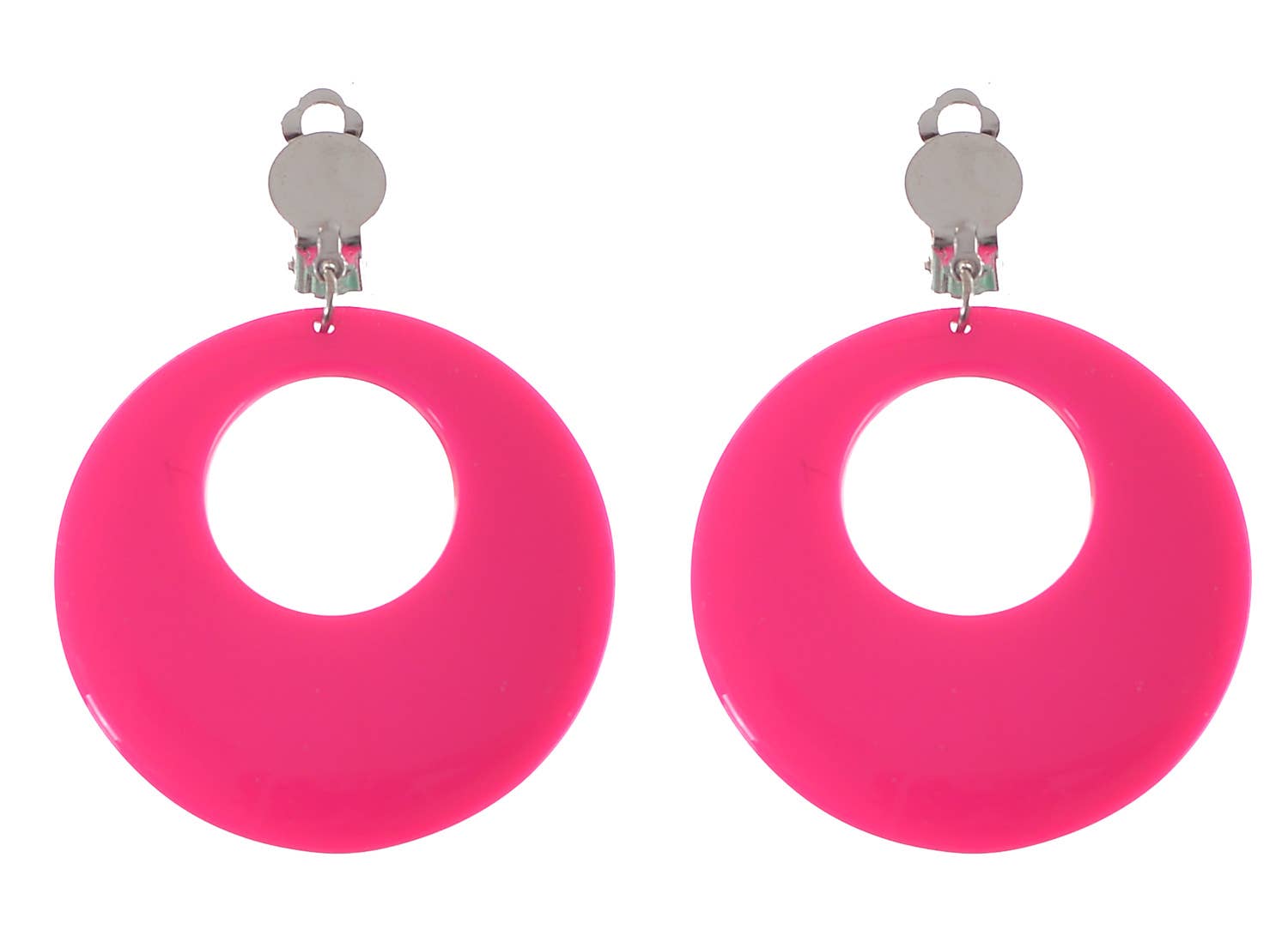 Clip On Round Pink Novelty Earrings - Second Image