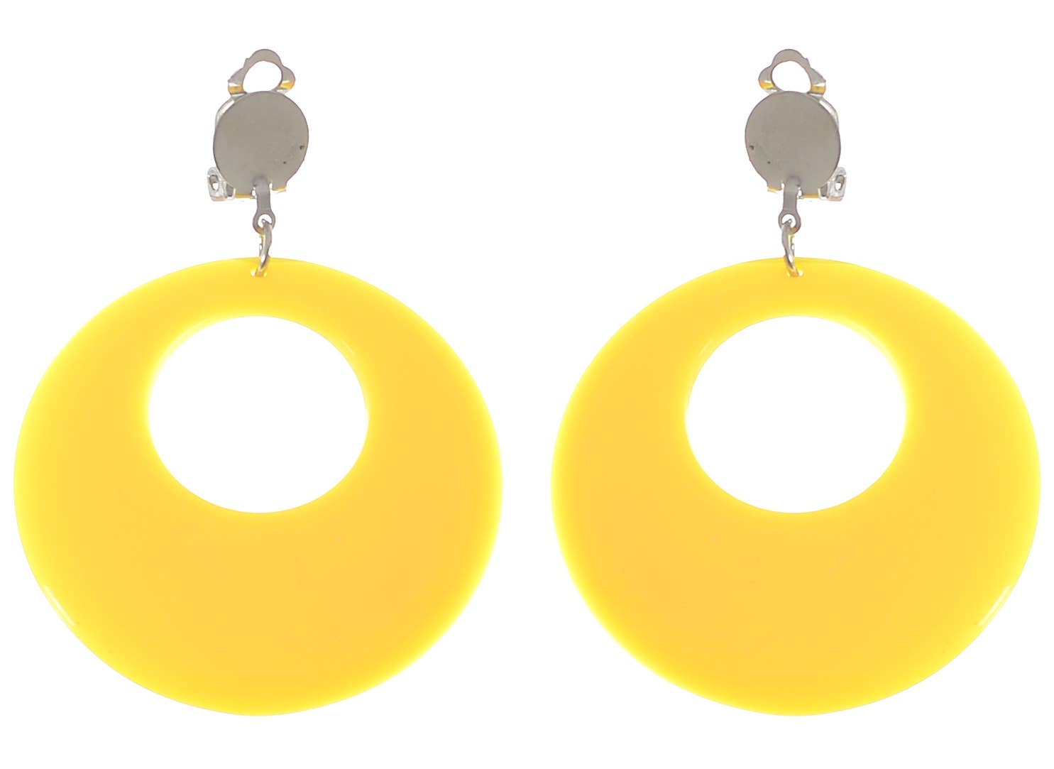 Clip On Round Yellow Novelty Earrings - Second Image