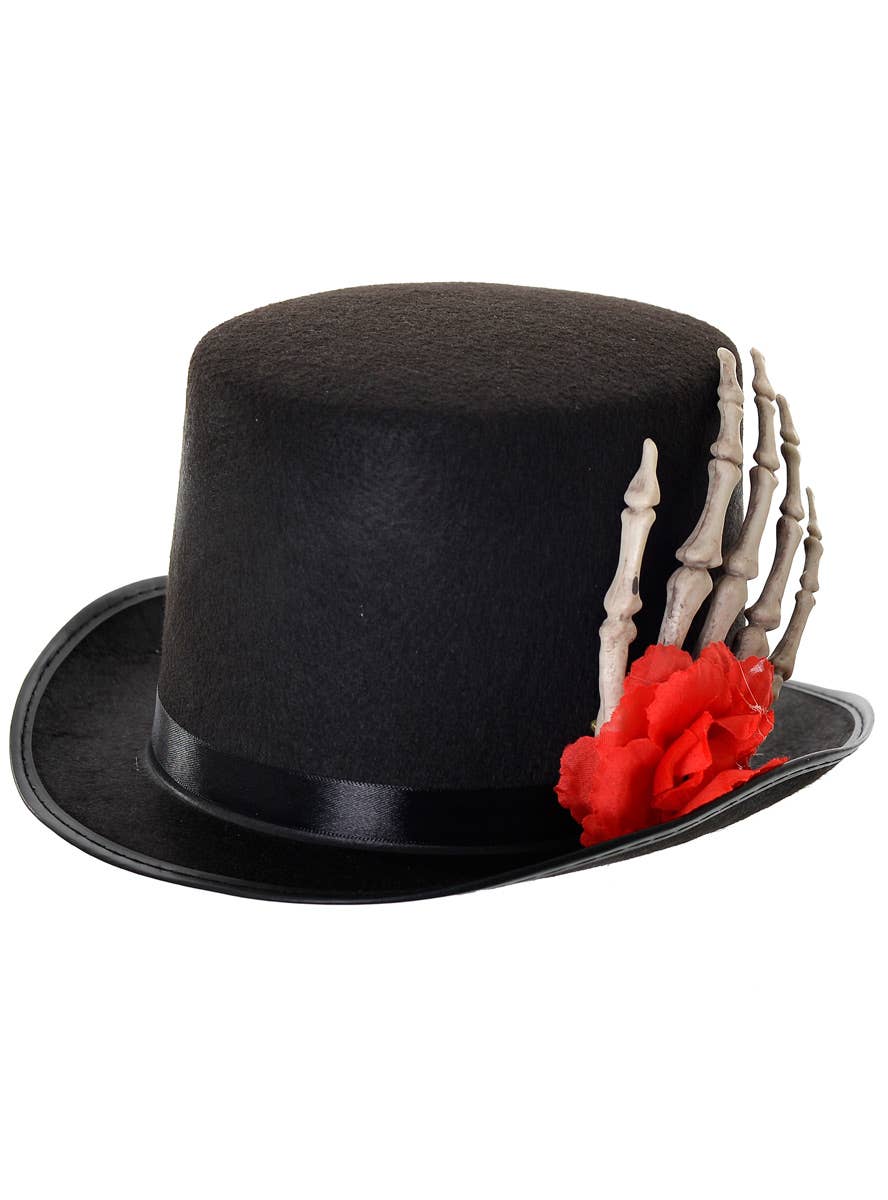 Skeleton Hand Decorated Black Day of the Dead Top Hat Costume Accessory