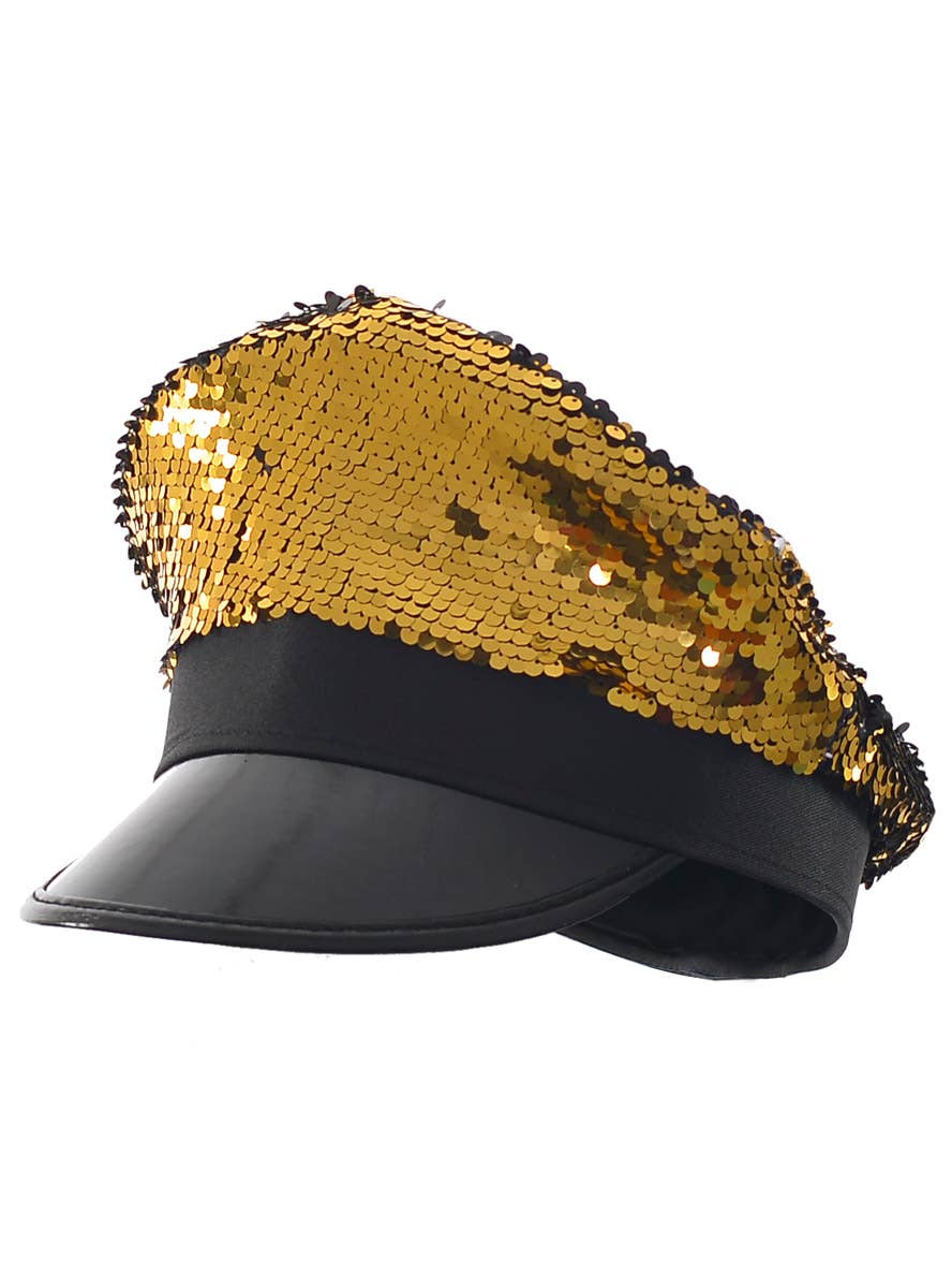 Black Festival Visor with Gold Sequins