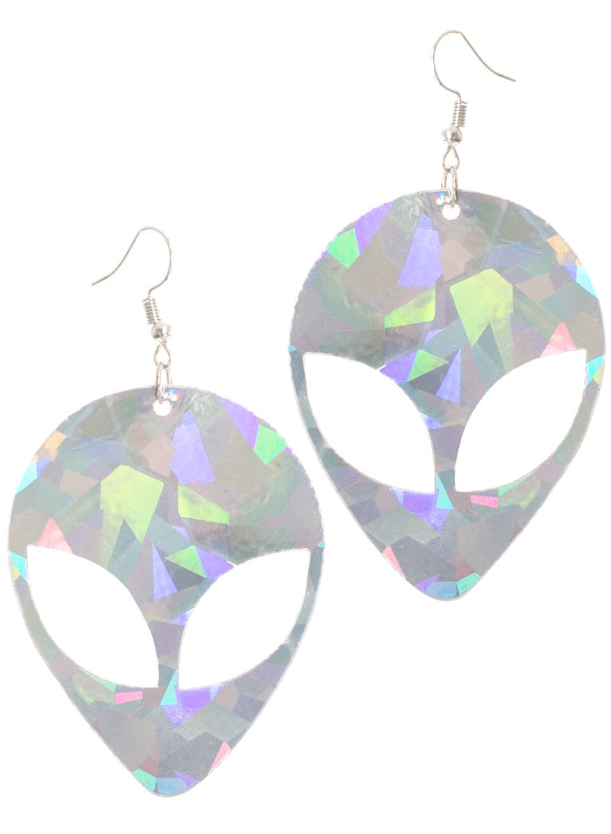 Silver Space Alien Costume Earrings - Alternate Image