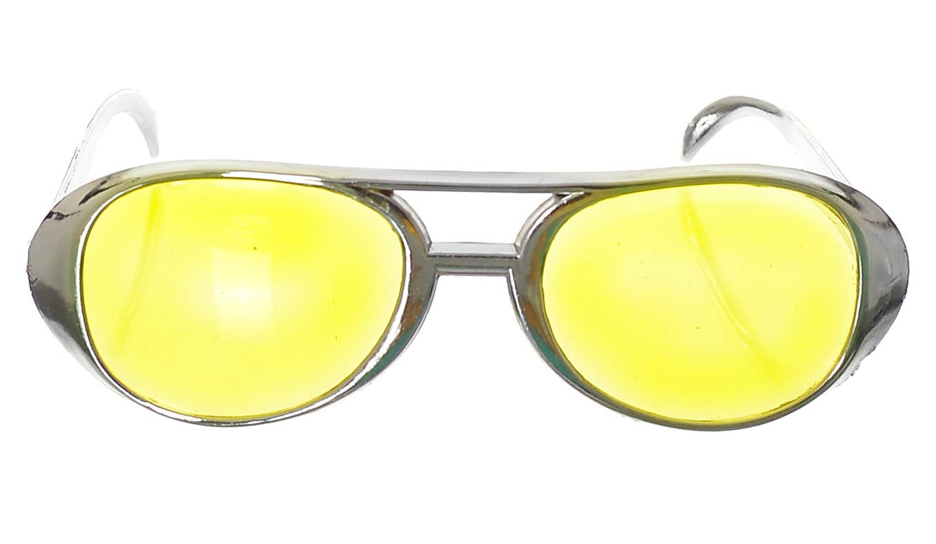 Novelty Silver Framed Aviator Glasses - close image