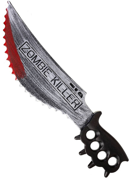 Serrated Silver Zombie Killer Machete Costume Weapon