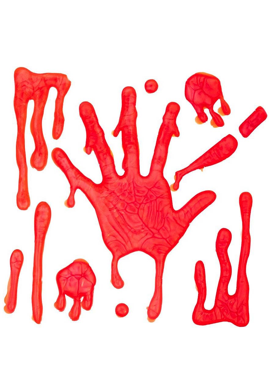 Large Red Gel Hand Print and Blood Splatter Window Clings