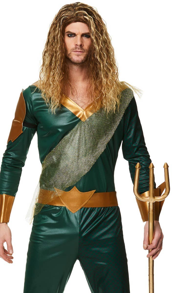 Sea King Mens Aquaman Fancy Dress Costume - Close Image