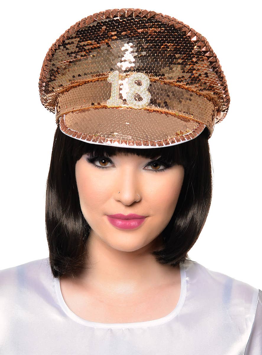 Rose Gold Sequinned 18th Birthday Festival Style Hat