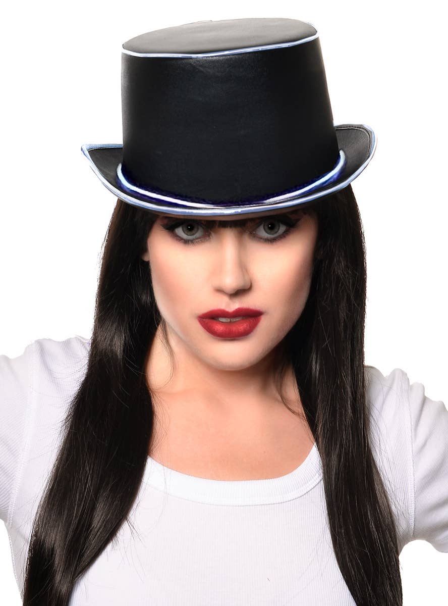 Black Metallic Deluxe Top Hat with Light Up Trim - Main Image