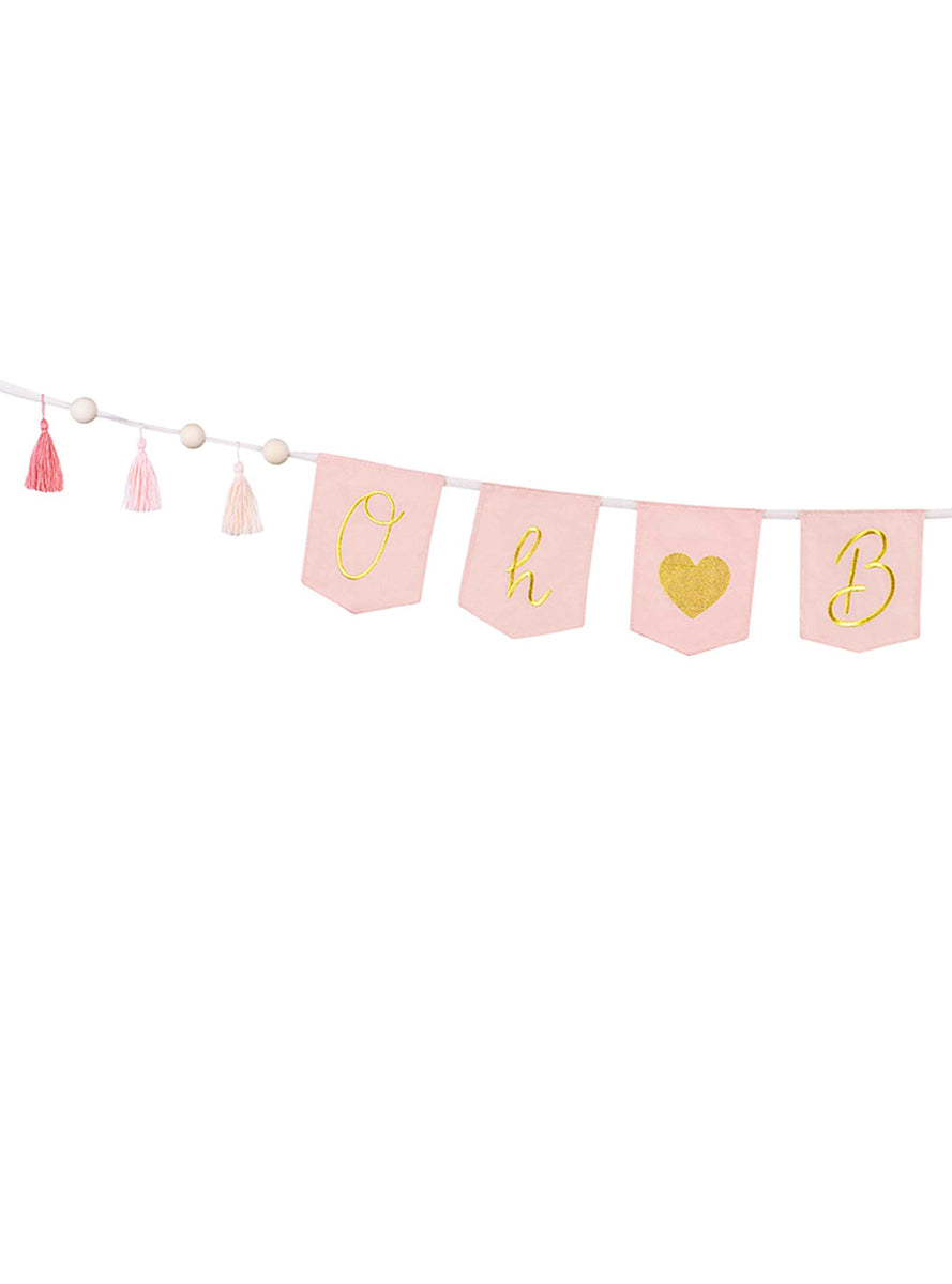 Oh Baby Girl 250cm Pink Baby Shower Banner - Close Image