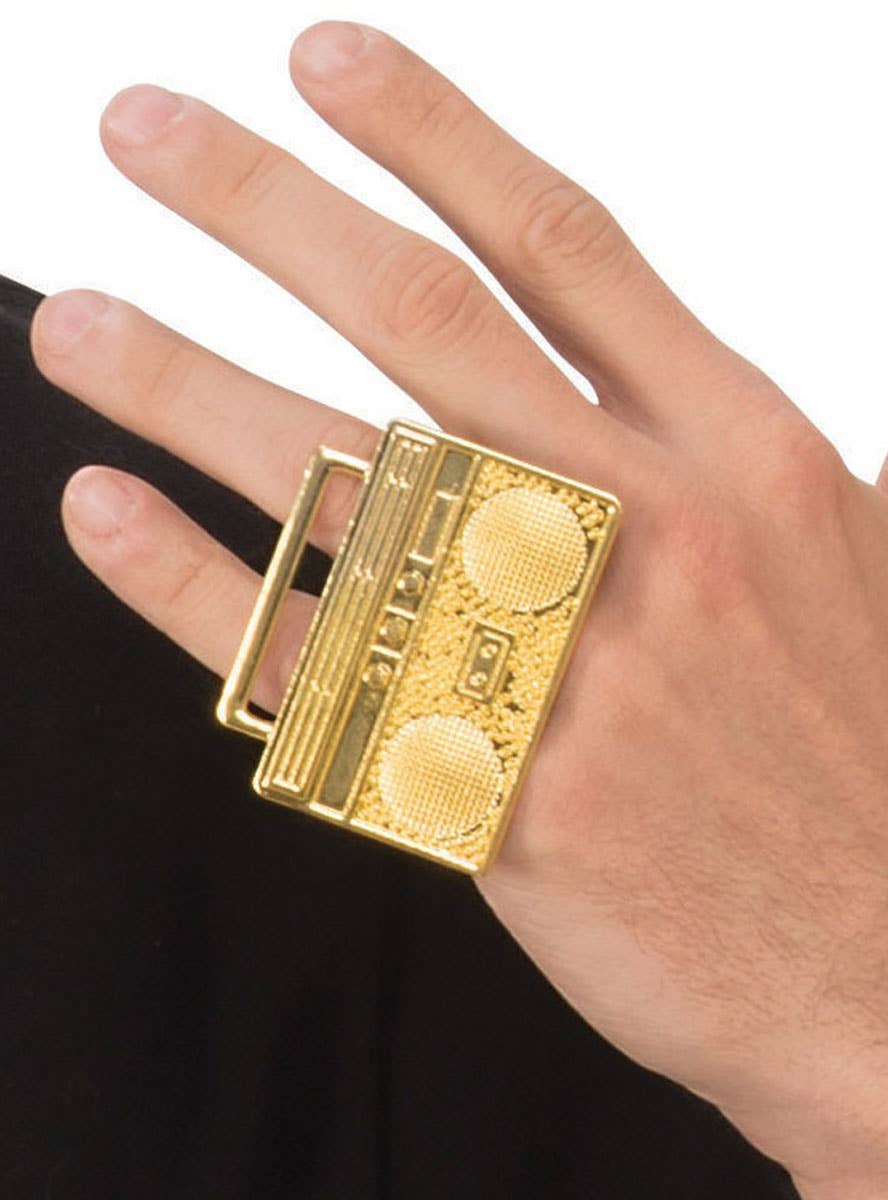 Image of Old School 1990's Rapper 4 Piece Costume Accessory Set - Close Up Ring Image