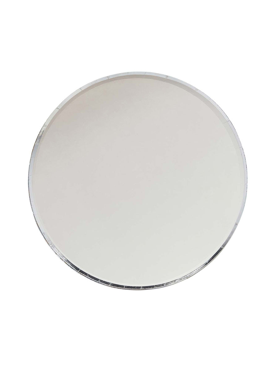Ombre Metallic Silver and Grey 8 Pack 23cm Round Paper Plates – Main Image