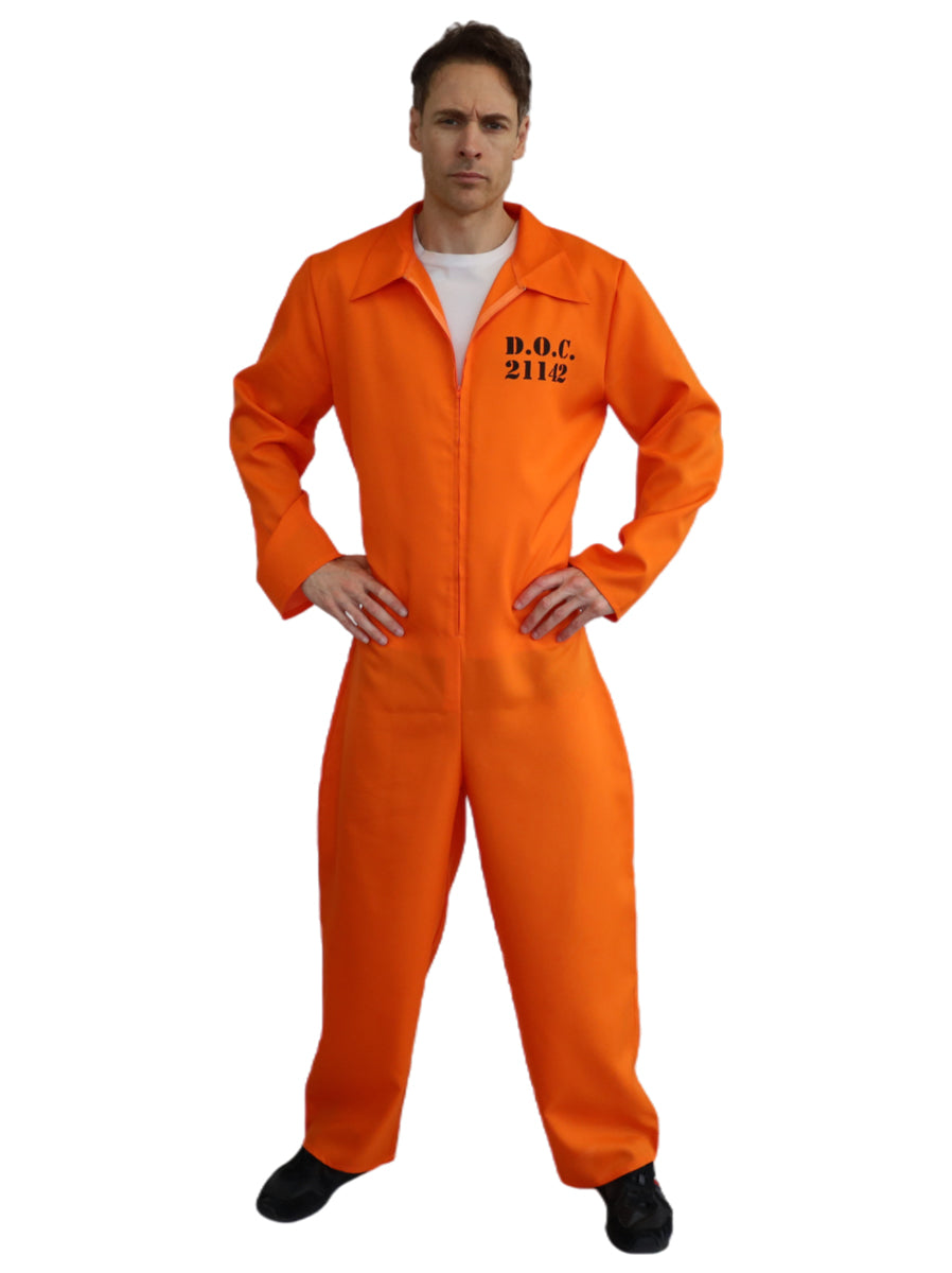 Orange Correctional Prisoner Men's Costume Jumpsuit - Main Image