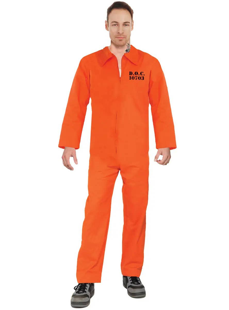 Jailbird Plus Size Men's Orange Prisoner Costume