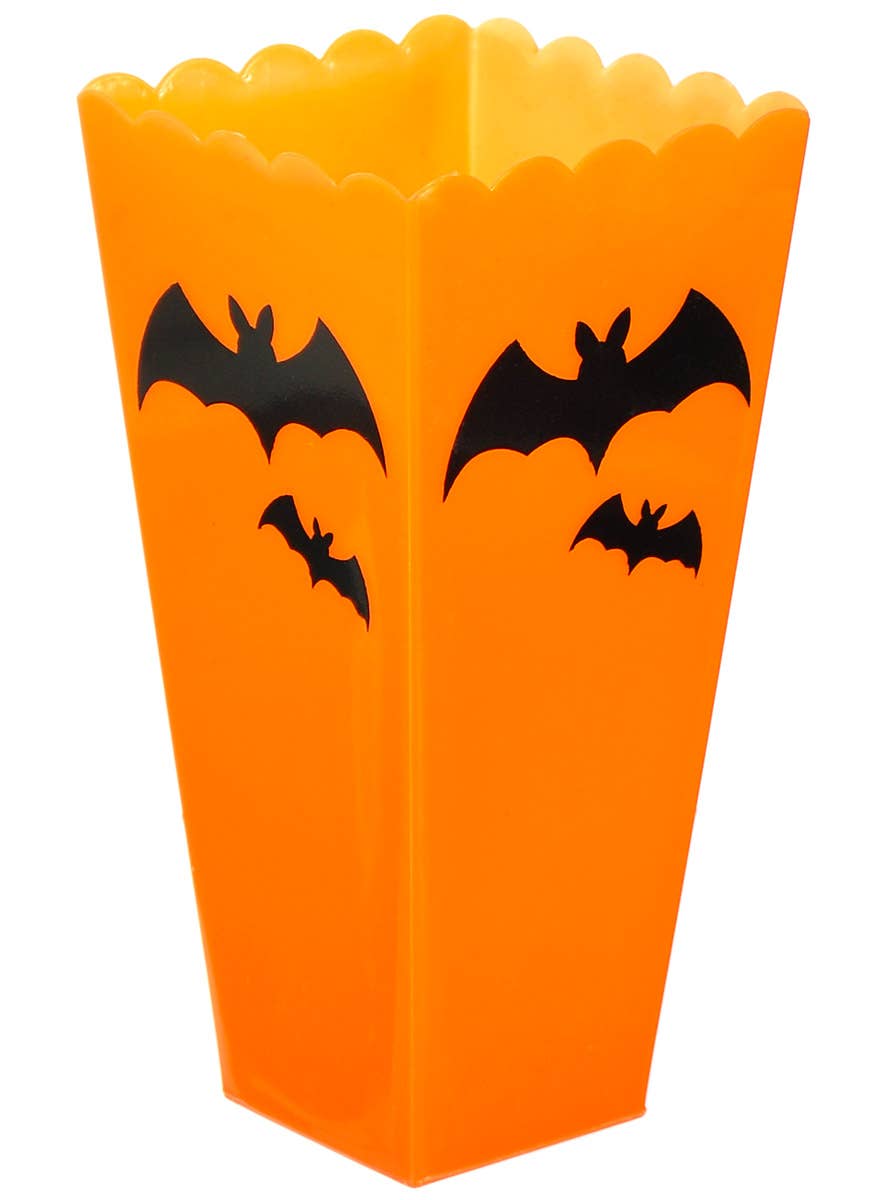 Image of Bat Design 19cm Orange Plastic Halloween Treat Box