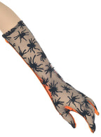 Image of Spider Mesh Halloween Costume Gloves with Orange Lining