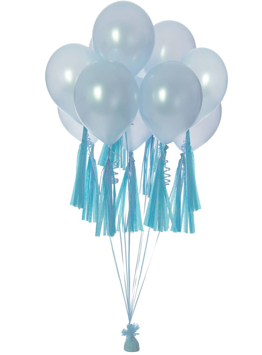 Image of Baby Blue 9 Pack 35cm Of Decorative Paper Tassels - alt