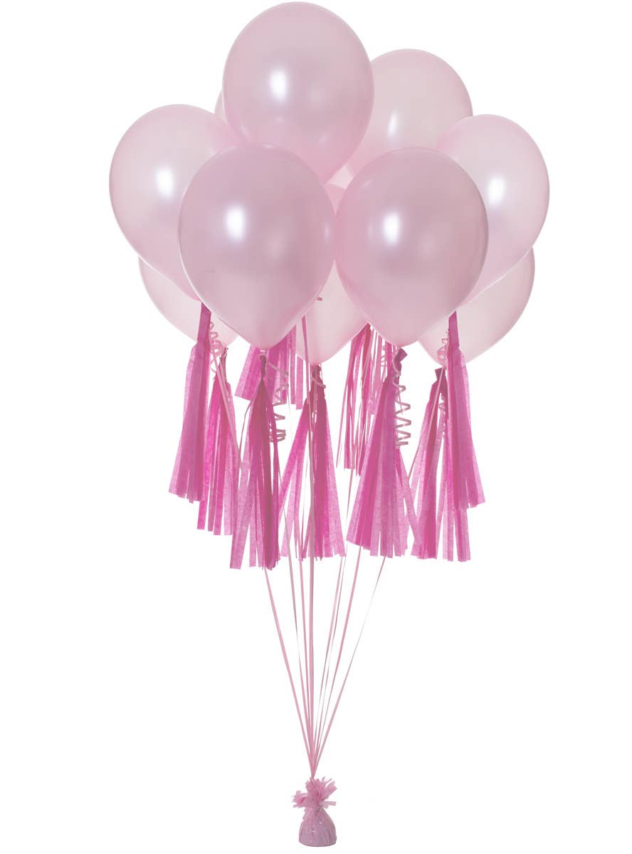 Image of Standard Pink 10 Pack 35cm Of Decorative Paper Tassels - Alternate Image