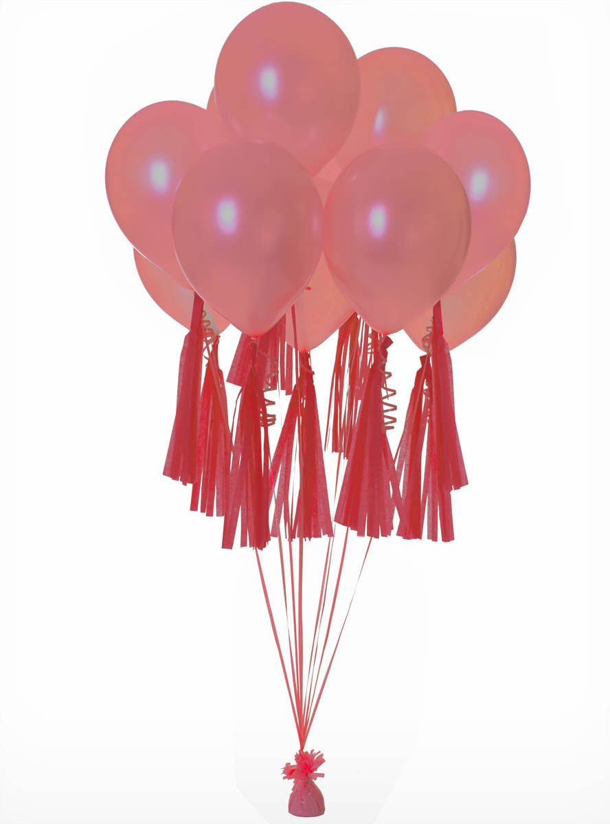 Image of Standard Red 10 Pack 35cm Decorative Paper Tassels - Alternate Image