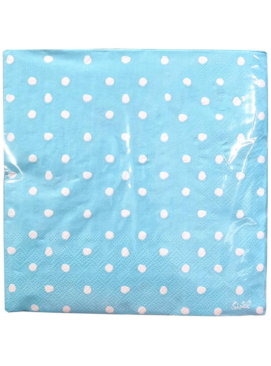 Image of Blue and White Polka Dot 20 Pack Napkins