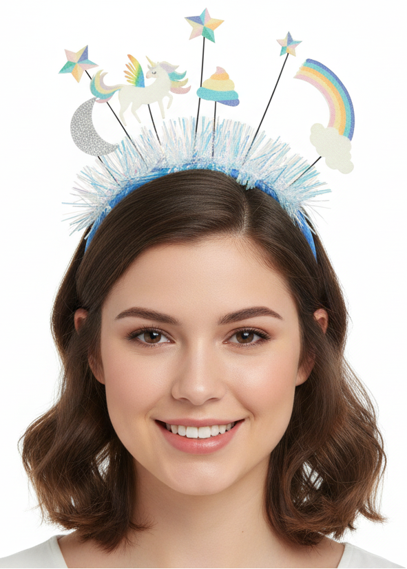 Image of Glittery Pastel Unicorn Theme Costume Headband - main image