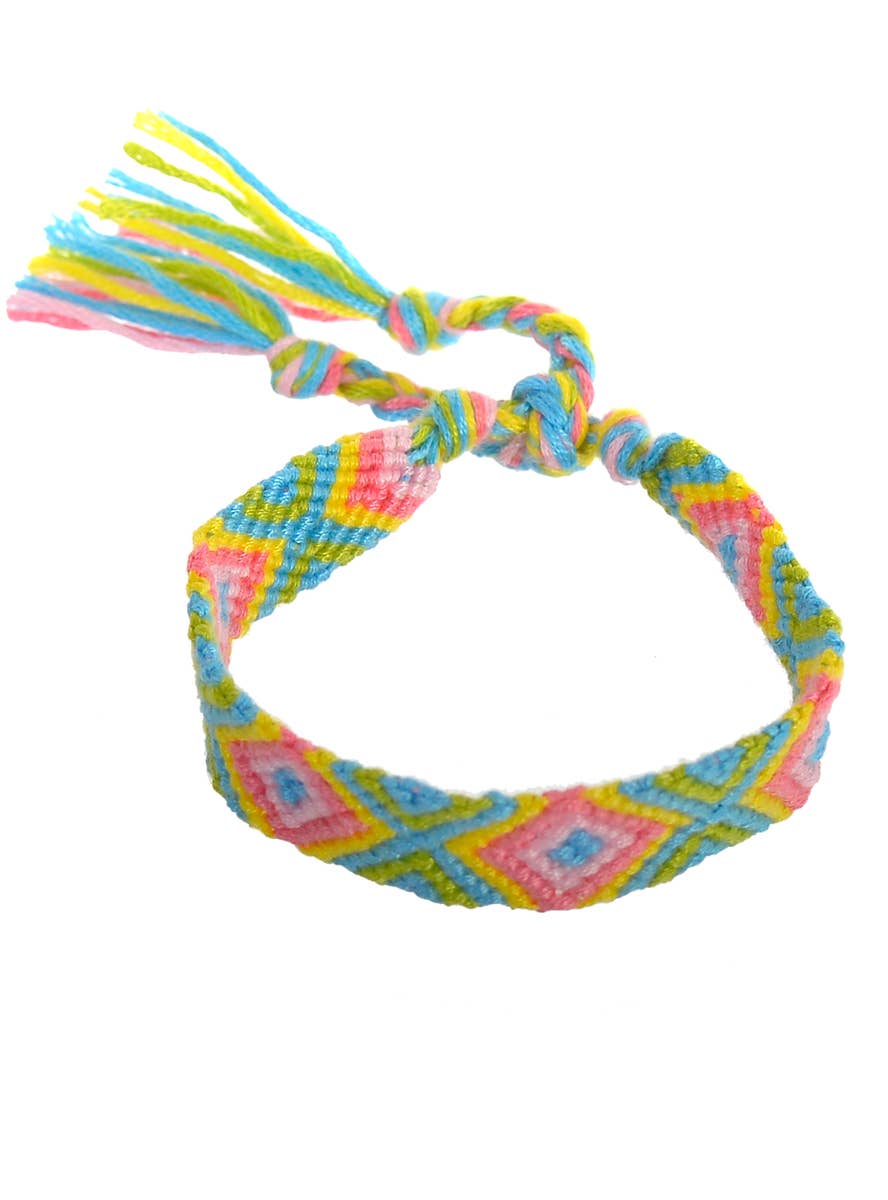 19710s Braided Pastel Rainbow Hippie Costume Bracelet