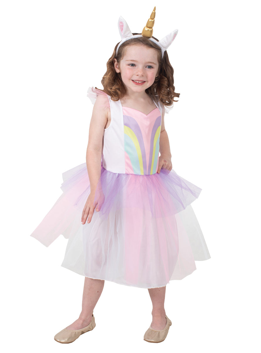 Pastel Rainbow Unicorn Girls Costume - Alternative Image