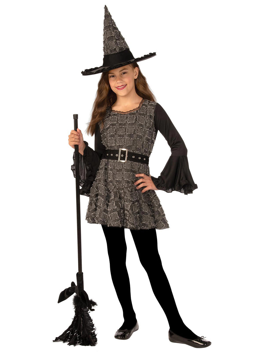 Halloween Patchwork Witch Costume for Girls - Main Image