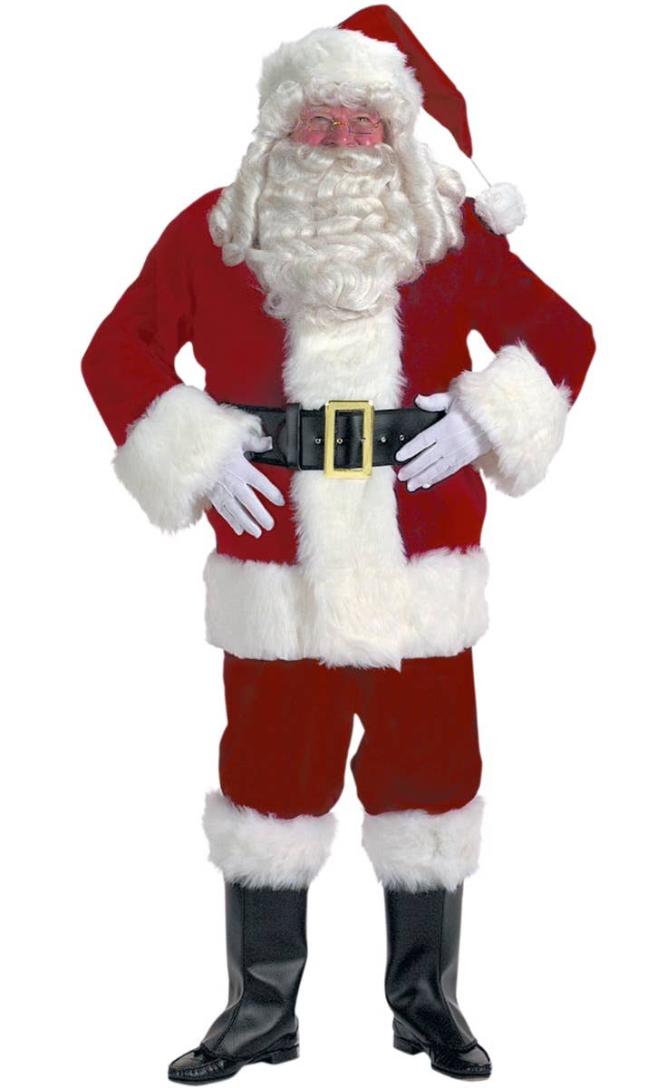 Deluxe Red Furry Santa Deluxe Suit Men's Costume Main Image
