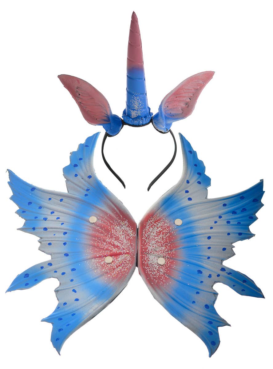 Pink and Blue Deluxe Latex Unicorn Wings and Headpiece Costume Accessory Set - Main Image