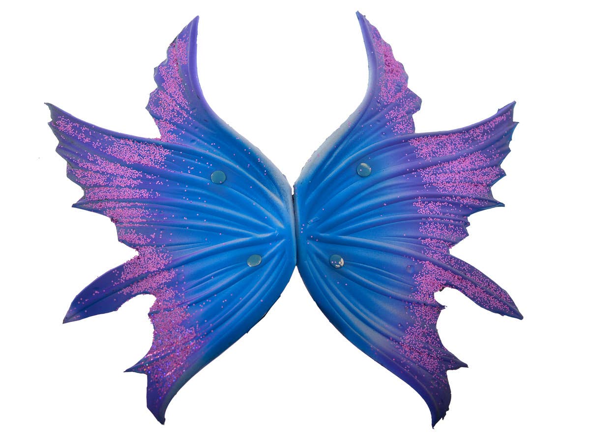 Deluxe Blue and Pink Glitter Latex Fairy Wings and Headpiece Costume Accessory Set - Wings Image
