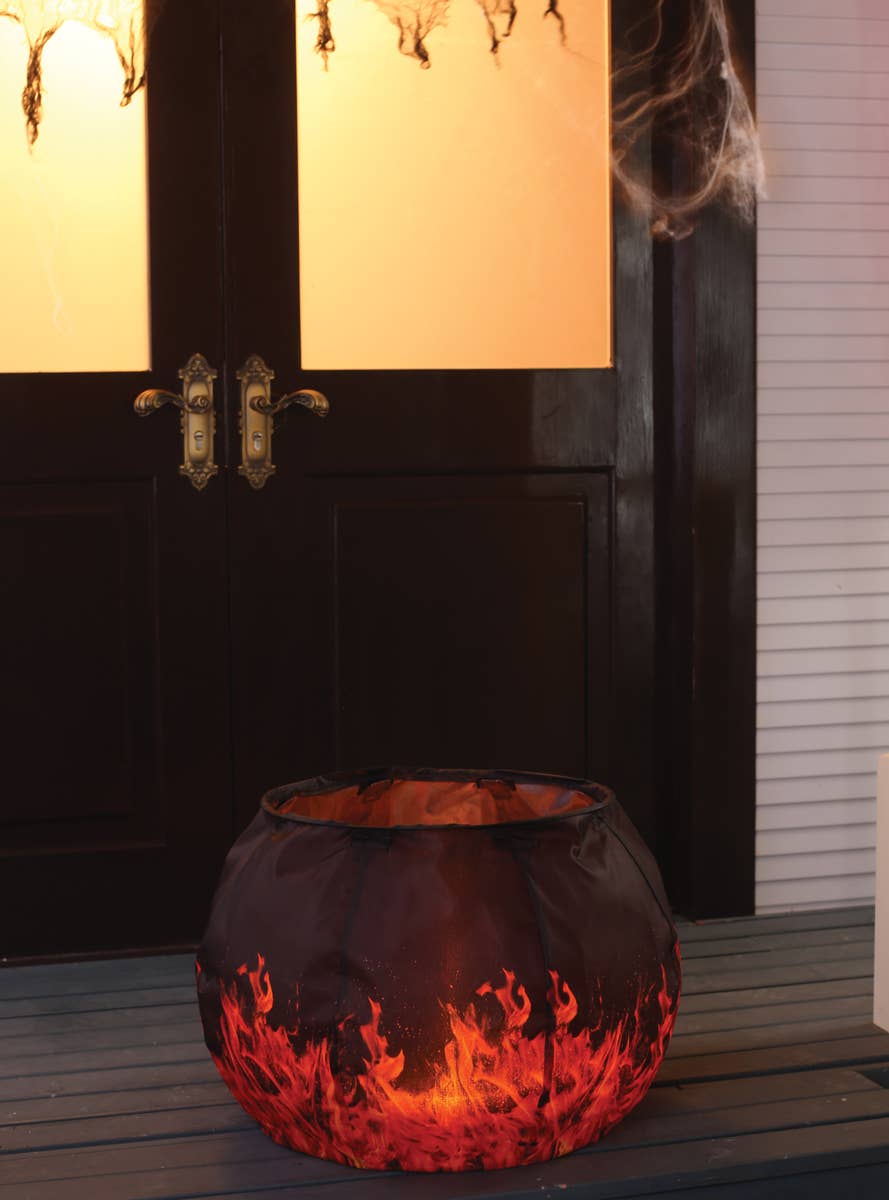 Flaming Light Up Cauldron Halloween Decoration - Alternative Image