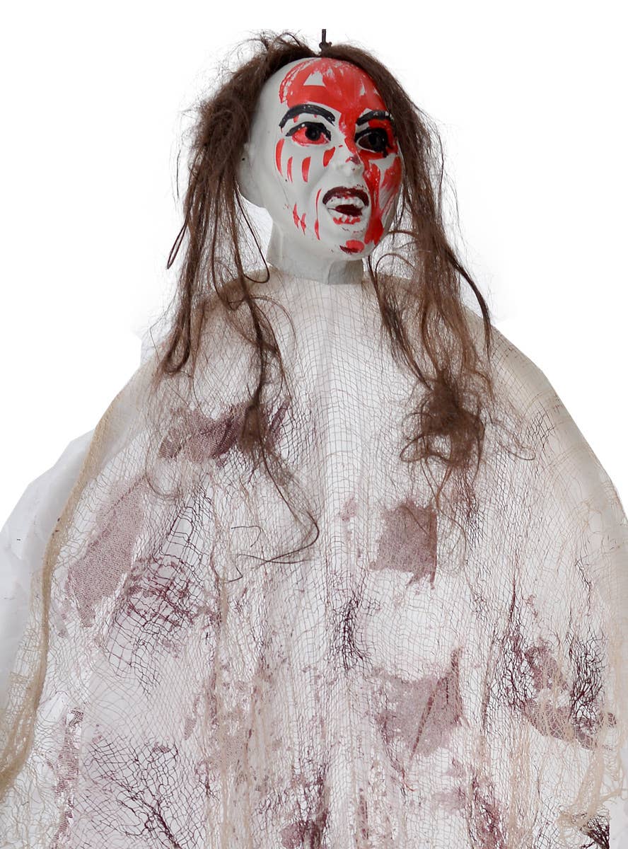 Small Hanging Bloody Girl Halloween Prop Close Image