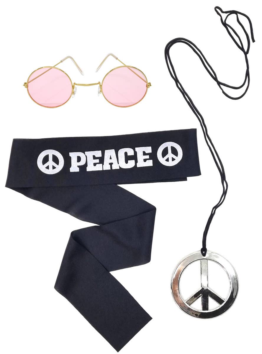 Peace Hippie 3 Piece 1970's Costume Accessory Set - Main Image