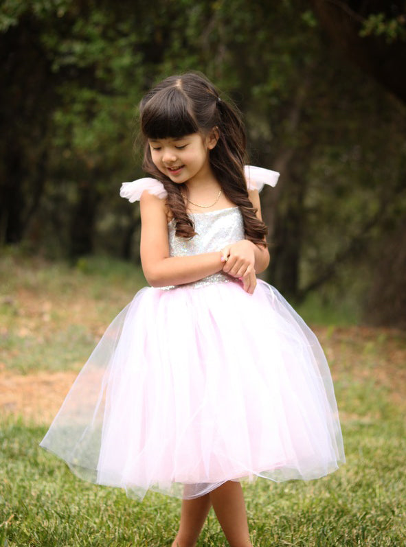 Pink And Silver Sequin Girls Princess Costume - Lifestyle Image 8