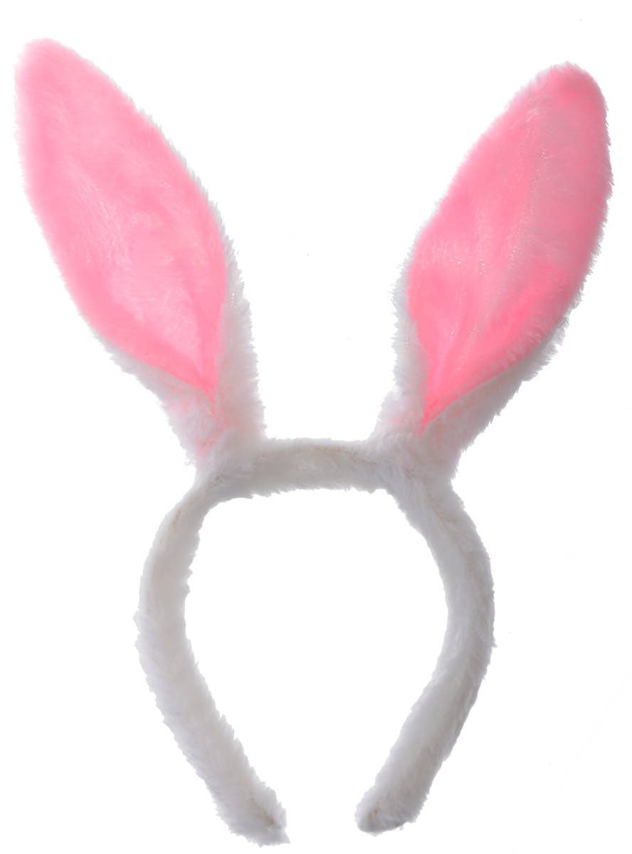 Fluffy Pink and White Bunny Ears Easter Costume Accessory