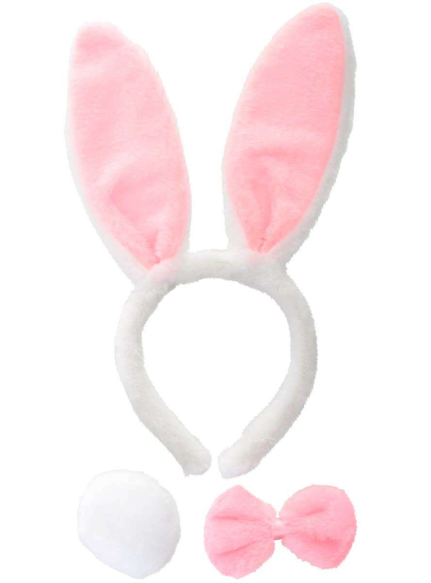 White and Pink Easter Bunny Rabbit Accessory Set