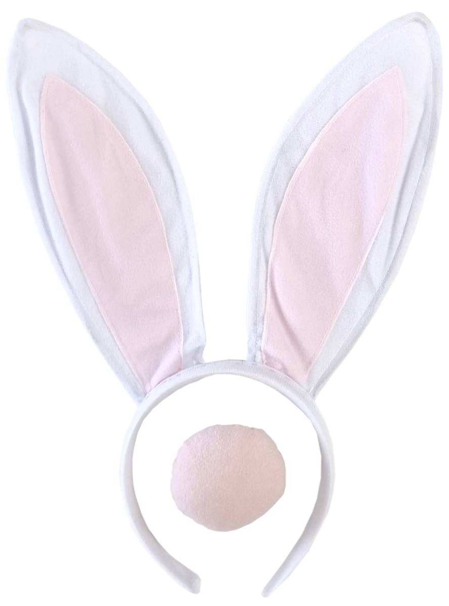 Pink and White Classic Bunny Ears and Tail Accessory Set - Main Image